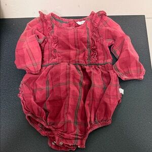 Ruffle Butts Red Plaid Ruffle-Trim One-Piece Romper